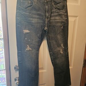 Helix Men's Relaxed Fit Distressed Jeans - Dark Blue